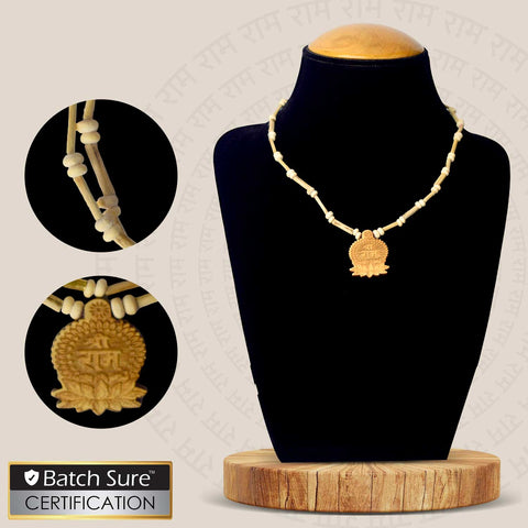 100% Original Tulsi Mala with Shri Ram Wooden Locket – sacred prayer beads with devotional locket for chanting and meditation. India’s Largest Brass Idols Brand - www.satvikstore.in
