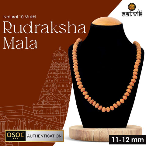 Original 10 Mukhi Rudraksha Mala with 108 Beads for Meditation and Divine Protection. India’s Premium Jap Mala Store - www.satvikstore.in
