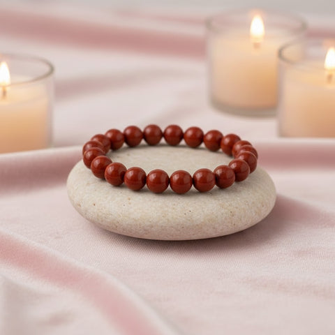 8MM Red Jasper Bracelet Spiritual Healing and Energy Bracelet for Positive Energy and Meditation India’s Largest Puja Accessories Brand- www.satvikstore.in