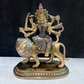 Embrace the powerful energy of Maa Durga with this 8.5-inch Brass 8-armed Durga Idol, beautifully depicted riding her mighty lion. This meticulously crafted statue showcases Maa Durga in her most majestic form, symbolizing strength, courage, and divine protection. No.1 Brass Idol Store www.satvikstore.in 


