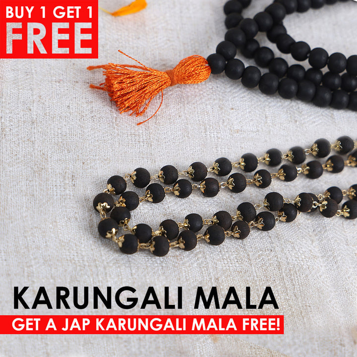 Govt. Certified Karungali Ebony Mala with Golden Brass Cap for Spiritual and Meditation Use. India’s Premium Jap Mala Store - www.satvikstore.in
