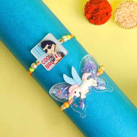 Set of 2 Cartoon-Themed Kids Rakhi with Roli Chawal and Ram Sita Stickers – Raksha Bandhan Gift Combo for Children. India’s Largest Pooja Accessories Brand - www.satvikstore.in