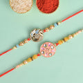 Set of 2 Traditional Rakhis for Brothers with Roli Chawal and Ram Sita Stickers – Raksha Bandhan Gift Pack. India’s Largest Pooja Accessories Brand - www.satvikstore.in