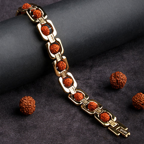 Premium Gold Plated Rudraksha Bead Bracelet Spiritual Jewelry for Positive Energy and Everyday Wear India’s Largest Puja Accessories Brand- www.satvikstore.in