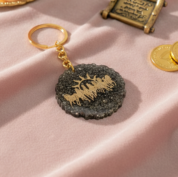 Pyrite 7 Horse Keyring Spiritual Prosperity and Positive Energy Accessory for Home and Office India’s Largest Puja Accessories Brand- www.satvikstore.in