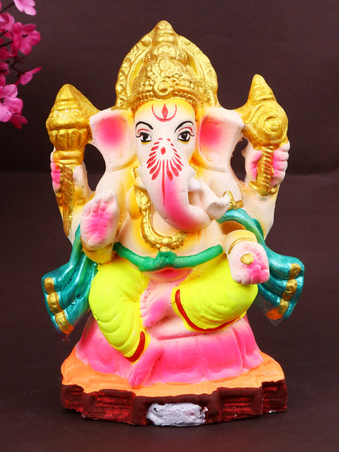 6.3-inch Varaprada Eco-Friendly Ganesha Idol made from Shadu mati, designed for a sustainable and spiritual Ganesh Chaturthi celebration. India’s Largest Pooja Accessories Brand – www.satvikstore.in