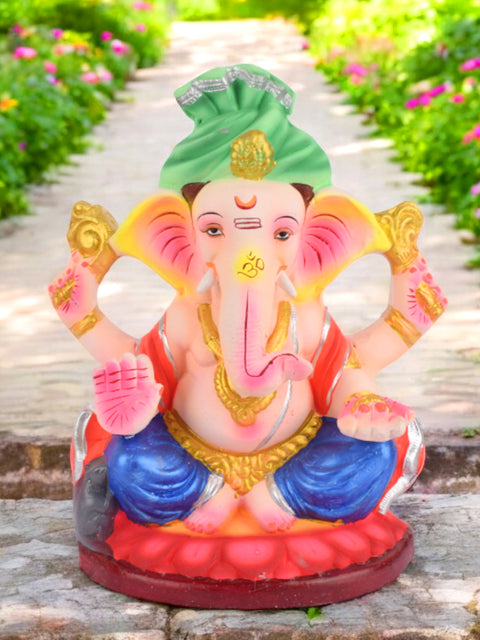 9.6-inch eco-friendly Skandapurvaja Ganesha idol in a serene seated posture, crafted from natural shadu mati and ideal for Ganesh Chaturthi. India’s Largest Pooja Accessories Brand – www.satvikstore.in