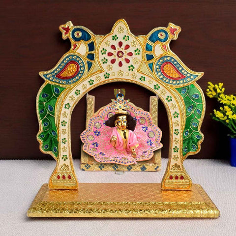 Majestic Golden Meenakari Jhula for Laddu Gopal – India’s Largest Pooja Accessories Brand – www.satvikstore.in