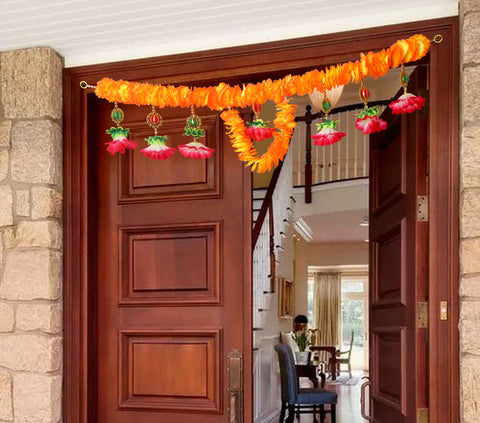 Artificial Flower Bandarwal for Door Decoration – Floral Toran Design-16 featuring bright, colorful flowers and a traditional aesthetic for festive entrances. India’s Largest Pooja Accessories Brand – www.satvikstore.in