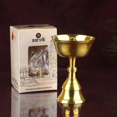 Large Brass Tibetan Butter Lamp Diya – Traditional Buddhist altar diya for spiritual rituals and offerings. India’s Largest Pooja Accessories Brand – www.satvikstore.in
